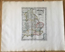 RARE CARTE "VRAIE ANGLETERRE LOEGRIE" LOGRIS ATLAS BRIET COULEURS BE 1653