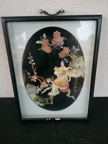 Tableau chinois bois laque - bois,