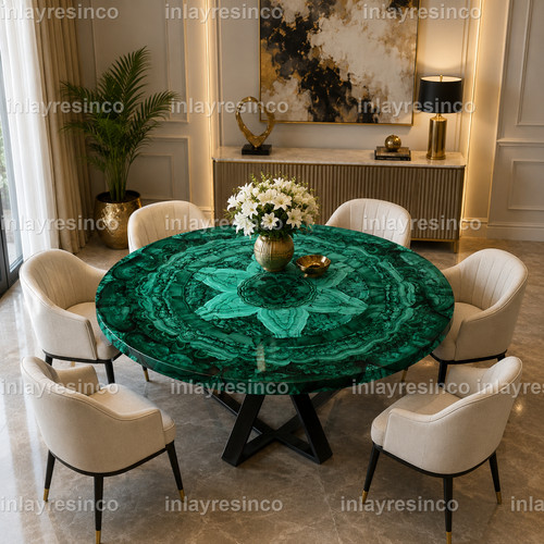Round green malachite - green, dining