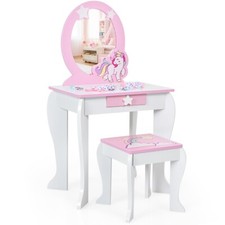 Coiffeuse pour Enfant Table de Maquillage avec Tabouret Miroir Détachable et 1