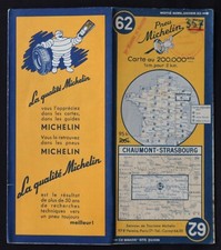 Carte MICHELIN 62 CHAUMONT STRASBOURG 1952 Guide Bibendum pneu tyre map