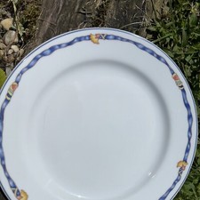 3 assiettes Bernardaud Ruban Bleu Borghese Entrée  Dessert Porcelaine Limoges