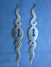 2 entrées serrure flamme fer ancienne Louis XIII portes armoire bahut ht 21,6 cm