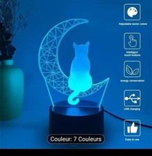 Veilleuse Enfant Motif Chat Lunaire