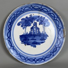 Antico Grand Plat En Faïence