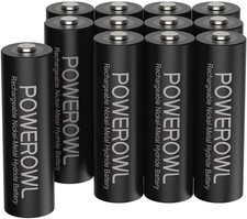 POWEROWL AA Piles Rechargeables 2800mAh 1,2V Ni-MH Batterie Lot de 12 