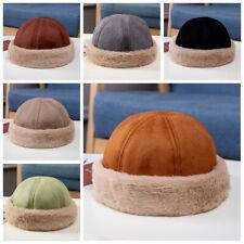 Femmes Hommes Fausse Fourrure Hiver Bonnet Bordure Doublé Chaud à Capuchon Neige