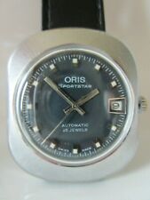 RARR ANCIENNE MONTRE HOMME ORIS SPORTSTAR AUTOMATIQUE ANNÉE 70 SWISS CADRAN BLEU
