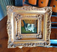 Peinture à l'huile sur panneau, début des années 1900, école anglaise - chat