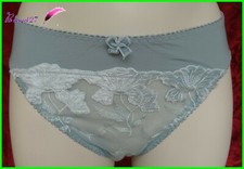 Culotte / Slip   MIRIALE Gris Bleu fleurs touchée velours Taille M 40/42- AB4