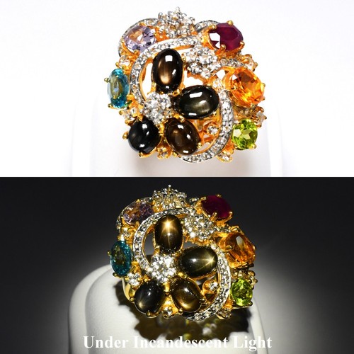 Bague saphir étoile gemmes