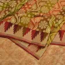 Tissu artisanal de sari indien vintage sanscrit mélangé soie perlée à la main