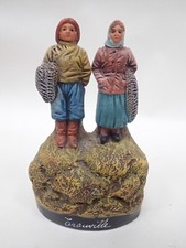 Ancienne  terre cuite bord de mer / couple de pêcheurs / Trouville / Isle d'Adam