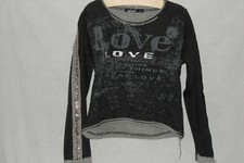 LITTLE BUBBLE pull sweat noir gris et blanc 12 ans