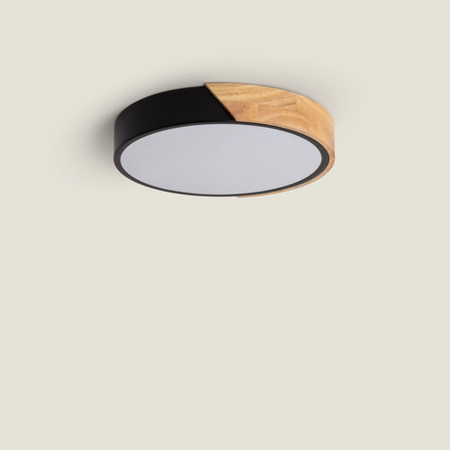 Plafonnier led rond bois - led,