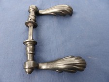 Paire Grosses poignées fer décor année 1970 Porte Portillon carré de 8