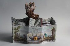 Encrier Écritoire à tiroir faïence XVIIIe siècle Offert Dauphin France (59808)