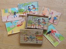 Ancien jeu de cubes Les chutes et maladresses Atlas Paris 15 cubes en bois