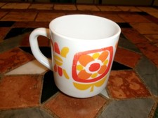 MUG Ancien Arcopal Seventies Mobil Camping Fleur Tasse Vintage Orange Collection