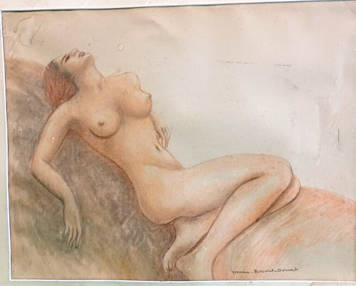 Pastel aquarelle femme nue - pastel,