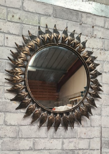 Miroir soleil feuilles fer - miroir,