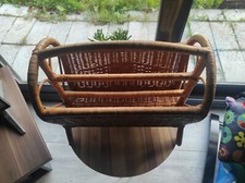 Porte revues / magazines en osier / rotin tressé vintage, 2 compartiments
