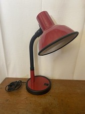 Lampe Ancienne Bureau Style ALUMINOR Métal Rouge + Plastique Noir Vintage #C719