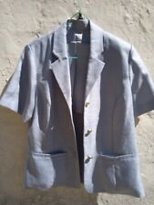 Superbe veste tailleur blazer Dégrifée t M L 40 42 gris bleu  (mesures)comneuf