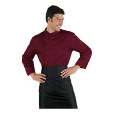 Veste Cuisinier Bilbao Bordeaux Et Noir À Manches Longues En Mixte Coton -