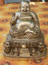 Bouddha rieur en bronze argenté