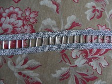 11 MÈTRES RUBAN FANTAISIE - GALON - ENTRE DEUX EN FIL ARGENTÉ ET PERLES DE VERRE