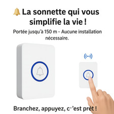 Sonnette Sans Fil 150m Portée | Facile à Installer | Étanche | Plug & Play