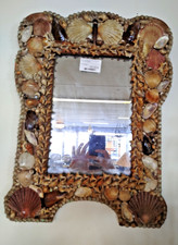 MIROIR Ancien SOUVENIR Bord de Mer COQUILLAGES Composition Decoratif 12MAG 01/10