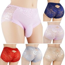 Hommes Dentelle Transparent sous-Vêtement Sexy Sissy Clairon Pochette Slip Neuf