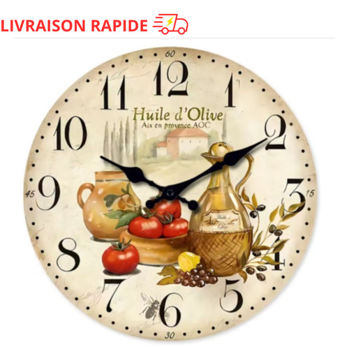 Horloge murale vintage cuisine - murale,