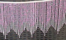 Franges de perles en verre rose bonbon et transparent