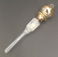 Bouchon Pipette Parfum Ancien en Verre Soufflé Filet Doré Boule Bulbe Oriental