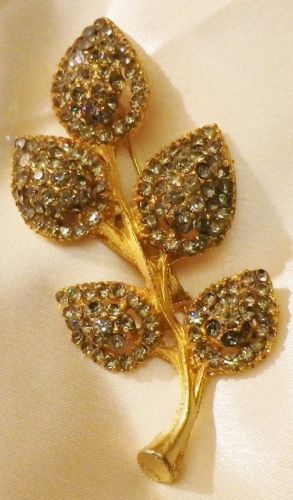 Broche ancienne tige feuille - broche,