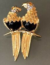 Superbe broche signé d' Orlan couple de perroquet 