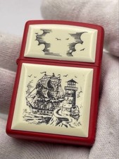 Briquet zippo rouge Scrimshaw