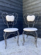 Chaises uniques et design  (lot de 2) en métal, assise tissu