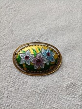 Ancienne broche émaux de Limoges - Bijoux Laurent - Art Déco 