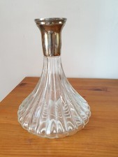 Carafe ancienne Lancel cristal col en métal doré 17x23 cm