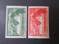 france timbre n° 354 et 355 "Victoire de Samothrace" neuf gomme sans charnière