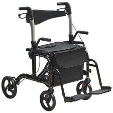 VEVOR Déambulateur fauteuil roulant 2 en 1 chaise roulante pliable en aluminium