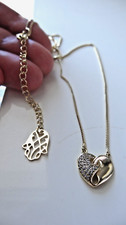 Collier Chaîne Pendentif doré Cœur avec Cristaux Main Fatma poinçon Bijouterie