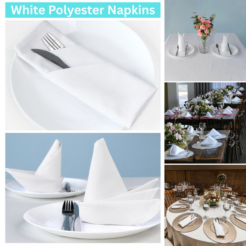 Blanc polyester serviette - blanc,