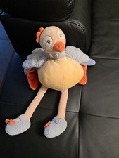DOUDOU PELUCHE NOUKIE'S OISEAU AUTRUCHE SISSI GM 50cm jaune bleu gris - TTBE