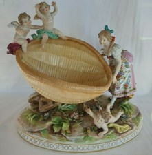 Groupe porcelaine, biscuit, peint main, Capodimonte ? ?anges,