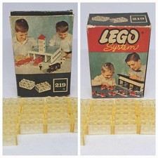 LEGO SYSTEM 219 VINTAGE 1958 13 BRIQUES TRANSLUCIDES 2X3 TRANS CLEAR BRICKS